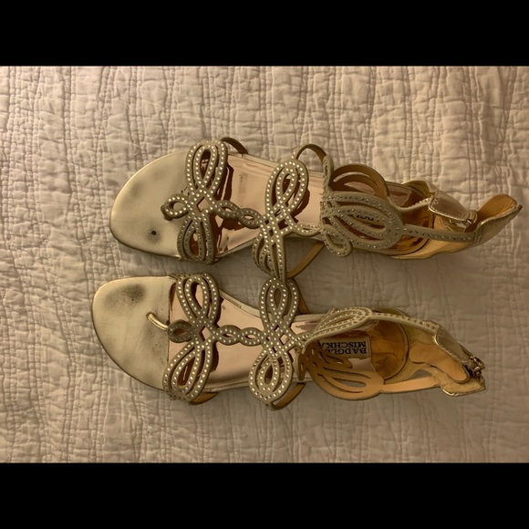 Badgeley Mischka rhinestone gold sandals - Picture 2 of 4